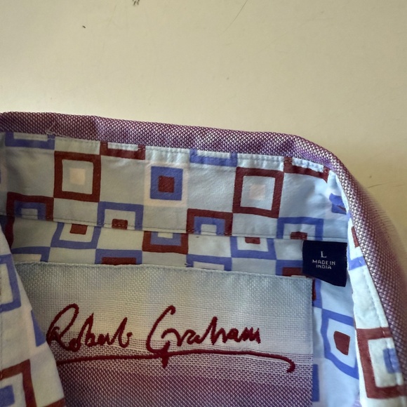 Robert Graham Lavender Ombre Striped Flip Cuff Button Up Dress Shirt Mens Large - Picture 4 of 8